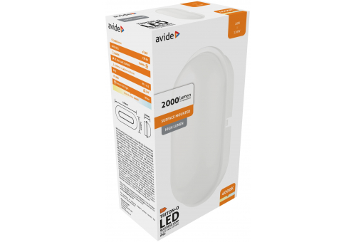 (Triton-O) Wasserfeste Deckenleuchte Oval IP65 20W NW 4000K Weiß 100lm/W