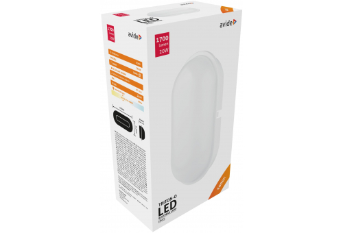 (Triton-O) Wasserfeste Deckenleuchte Oval IP65 20W NW 4000K Weiß