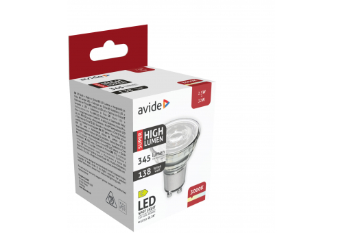 LED Spot Alu+Plastik 2.5W GU10 WW 3000K Super Hohe Lichtausbeute