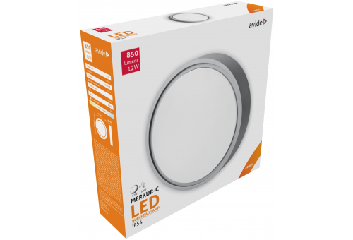 (Merkur-C) Wasserfeste Deckenleuchte Rund IP54 12W NW 4000K Grau