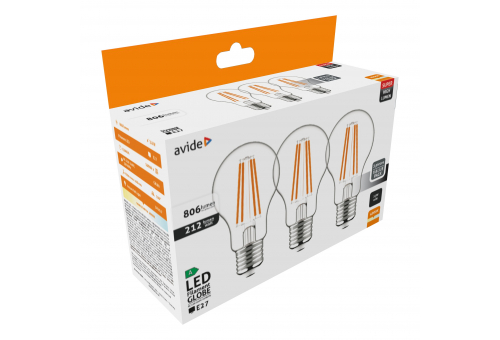 LED Filament Globe 3.8W E27 NW 4000K Super High Lumen 3pcs/pack