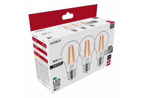 LED Filament Globe 3.8W E27 WW 3000K Super High Lumen 3pcs/pack