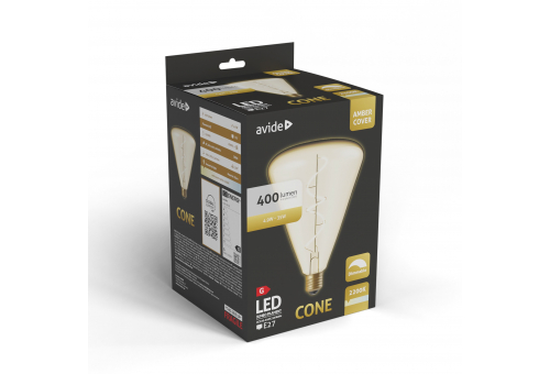 Bec LED Jumbo Filament Cone Amber 4.9W E27 2200K dimabil