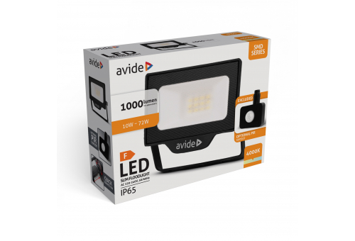 Avide LED Flood Light SMD 10W NW 4000K Quick conn.+Opt.PIR