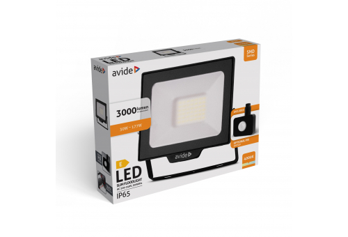 Avide LED Flood Light SMD 30W NW 4000K Quick conn.+Opt.PIR