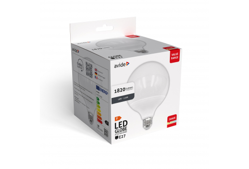 Avide Value LED G120 SMD Globe Opal E27 18W WW 3000K