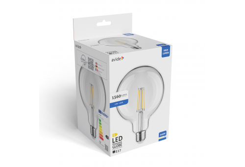 Value LED G125 Filament Globe E27 12W CW 6400K