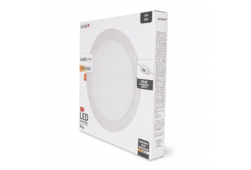 LED Deckeneinbaupanel Rund 18W, CCT Switch, ALU, IP44 Front