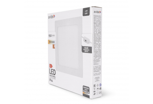 LED Deckeneinbaupanel Quadratisch 12W, CCT switch, ALU, IP44 Front