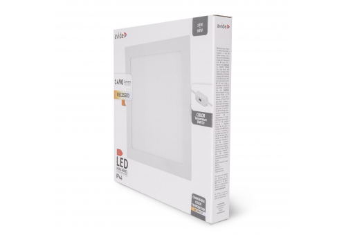 LED Deckeneinbaupanel Quadratisch 18W, CCT switch, ALU, IP44 Front