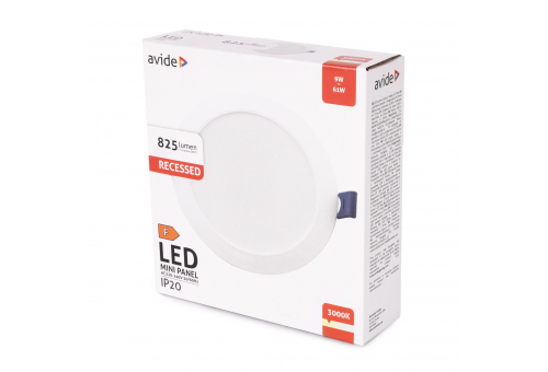 Avide LED Ceiling Lamp Recessed Panel Round Plastic 9W WW 3000K
