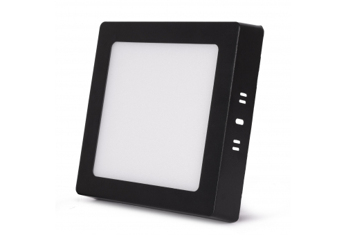 Stropné svietidlo LED, prisadené, štvorcové, hliník, 12W, CCT, IP44/IP20, čierne