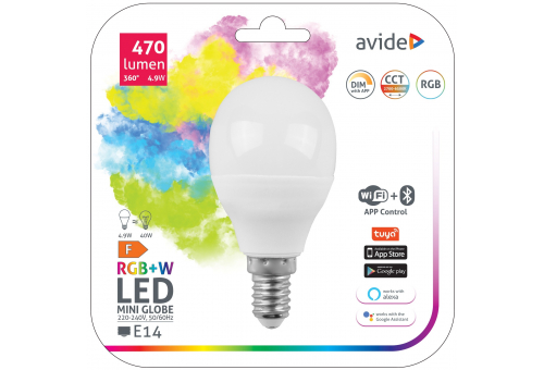 Smart LED Mini Birnenform 4.9W RGB+W WIFI + BLE APP Control