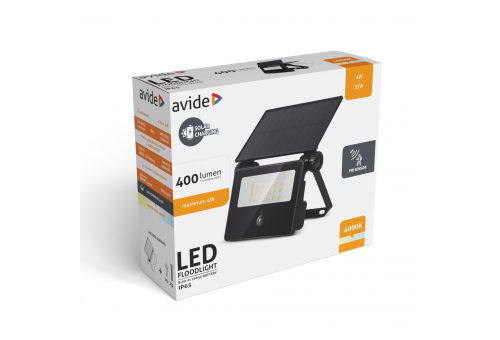 Solar-Flutlicht 4000 K, austauschbarer Akku, kompaktes Solarpanel, 400 lm, PIR-Sensor