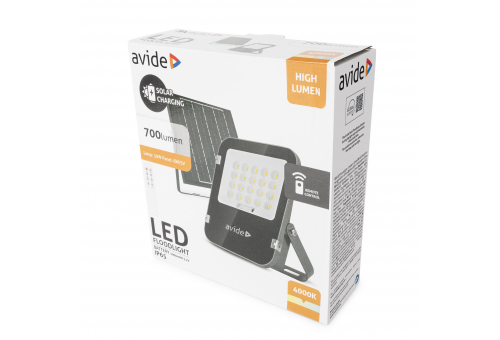 LED Solar Flutlicht NW 4000K, 50W, Trennbares Solarpanel 6W/5V, Austauschbarer 5000mAH 3,2V LiFePO4 Akku, IP65, mit Fernbedienung