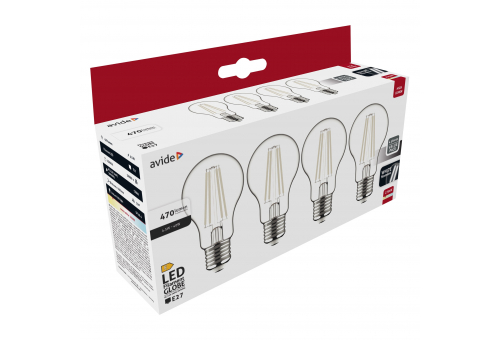 Avide LED White Filament Globe 4.5W E27 WW 2700K-4er