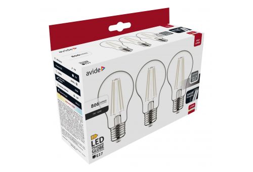 Avide LED White Filament Globe 7W E27 WW 2700K-3er