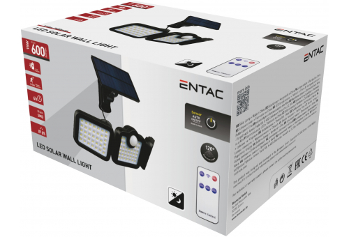 Napelemes plast Nástenná lampa 15W SMD 3 fej levehető s pohybovým snímačom